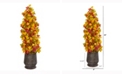 Nearly Natural 43in. Autumn Maple Artificial Tree in Ribbed Metal Planter